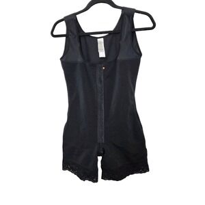 Black Body Shaper Front Hook Closure Lace Hem Adjustable Straps Size XXL/ 40